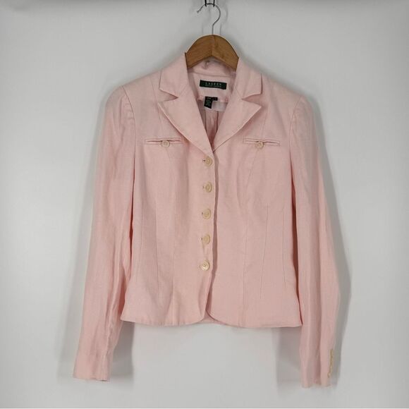Lauren Ralph Lauren Linen Blazer in Light Pink | Size 6 - Picture 1 of 6